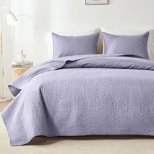 Father's Day Gift - Queen Bed Purple Bedspreads - Soft Bed Summer Lightweight Bedspread Comforter - Modern Style Coin Pattern Coverlet for All Season - 3 Pieces (1 Quilt, 2 Pillow Shams)