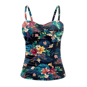 Holipick Tankini Top for Women Twist Front Bandeau Swim Top Tummy Control Bathing Suit Top Only No Bottom