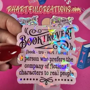 Booktrovert Holographic Sticker | Funny Book Lover Gift | Introvert Reading Decal – RH Artful Creations