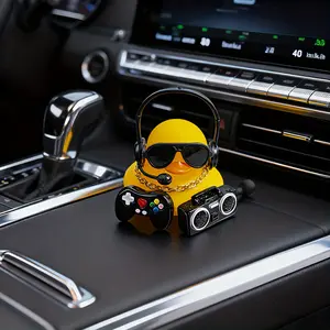 Gaming Duck Car Ornament - Adorable Yellow Duck with Headphones & Controller for Car & Desk Decoration