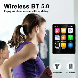 MP3 MP4 Player with Speaker 2.4 Inch Full Touch Screen BT with Built in Speaker and TF Card Expansion Supports for E-book Reading and High Clear Video Playback USB MP3 Player