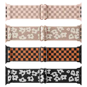 4 Pack Stretchy Solo Loop for Apple Watch Bands 38-49mm, Soft Nylon Elastic Braided Strap, Fits All Iwatch Models & Series, Smartwatch Strap, Smart Watch Straps