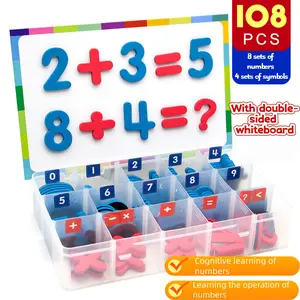 Magnetic Number Learning Set for Toddlers, Math Learning Blocks, 108 Magnetic Numbers, Includes Whiteboards & Storage Box, Educational Toy for Home Schooling