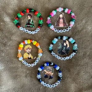 Demon Slayer Kandi Beaded Bracelets - Tanjiro, Nezuko, Zenitsu, Inosuke, Muichiro - Rave Concert