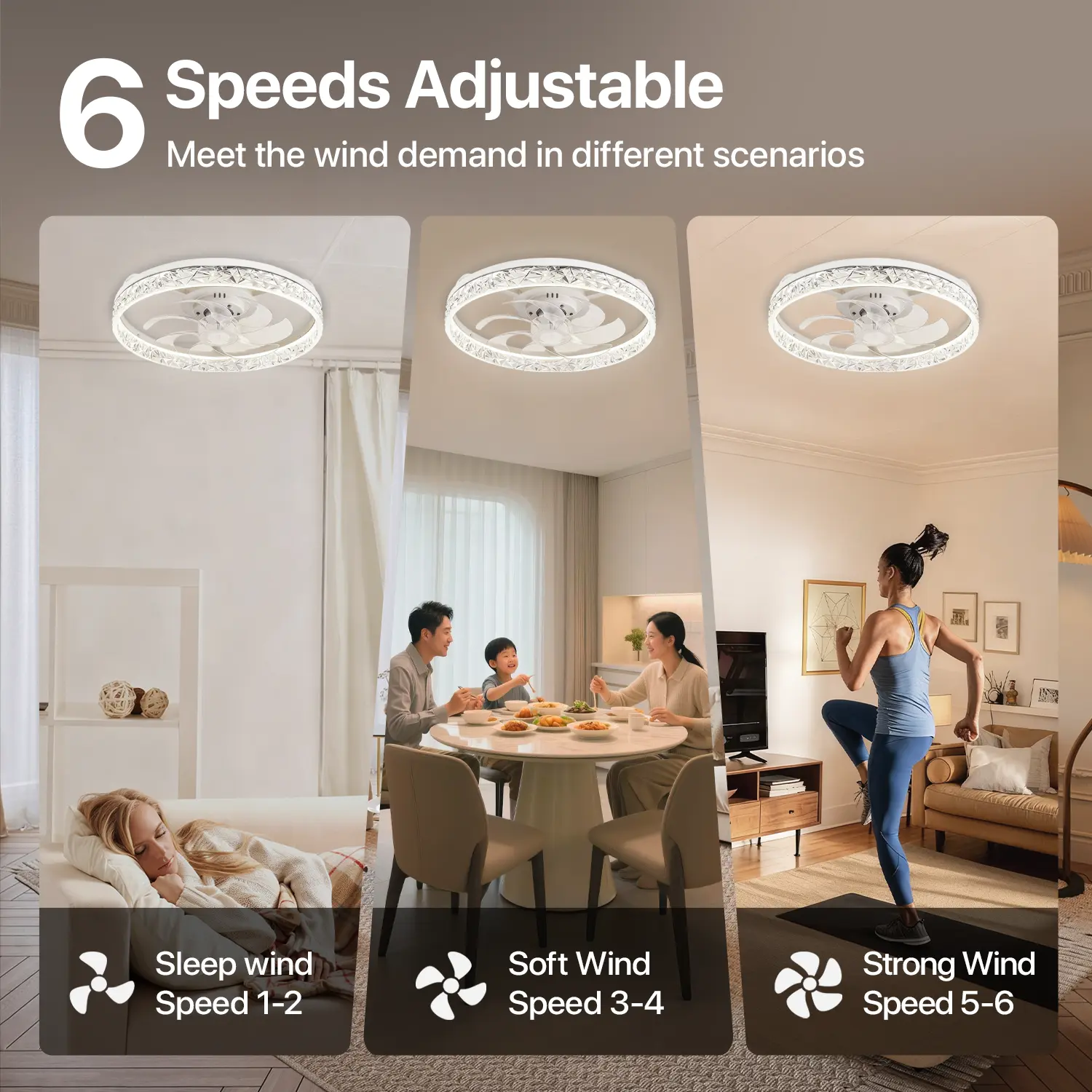 GALENTAL Cristais Multifunctional Ceiling Fan with Light, Remote Control/APP, 6 Wind Speeds, Timing Function, Reversible DC Motor, Adjustable Brightness & 3 Color Temperatures, Low Noise for Living Room, Bedroom, Study, Summervibes GALENTAL Cristais Multifunctional Ceiling Fan with Light, Remote Control/APP, 6 Wind Speeds, Timing Function, Reversible DC Motor, Adjustable Brightness & 3 Color Temperatures, Low Noise for Living Room, Bedroom, Study, Summervibes