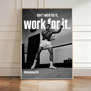 [NO FRAME] Muhammad Ali Motivation Poster Print, Vintage Boxing Art Print, Champion Quote Wall Decor, Inspirational Sports Wall Art for Gym Home Office Decor, Perfect Gift for Him