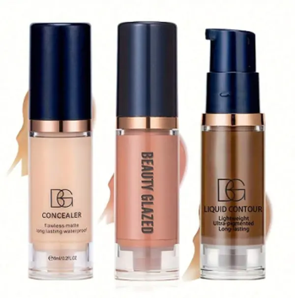 3-Piece All-Matte Makeup Set | Oil-Control Primer, Long-Wear Foundation & 3D Contour | Pore-Minimizing, Buildable Coverage, All-Day Wear | Travel-Friendly | For Light Beige to Medium Brown Skin | Ideal for Daily & Special Occasions