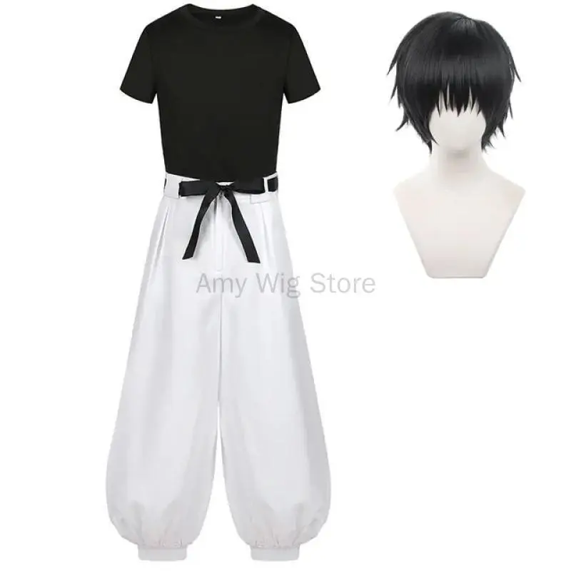 Anime Fushiguro Toji Cosplay 2-Piece Menswear Suit, Unisex Adult Halloween Short-Sleeve Top and Pants Set