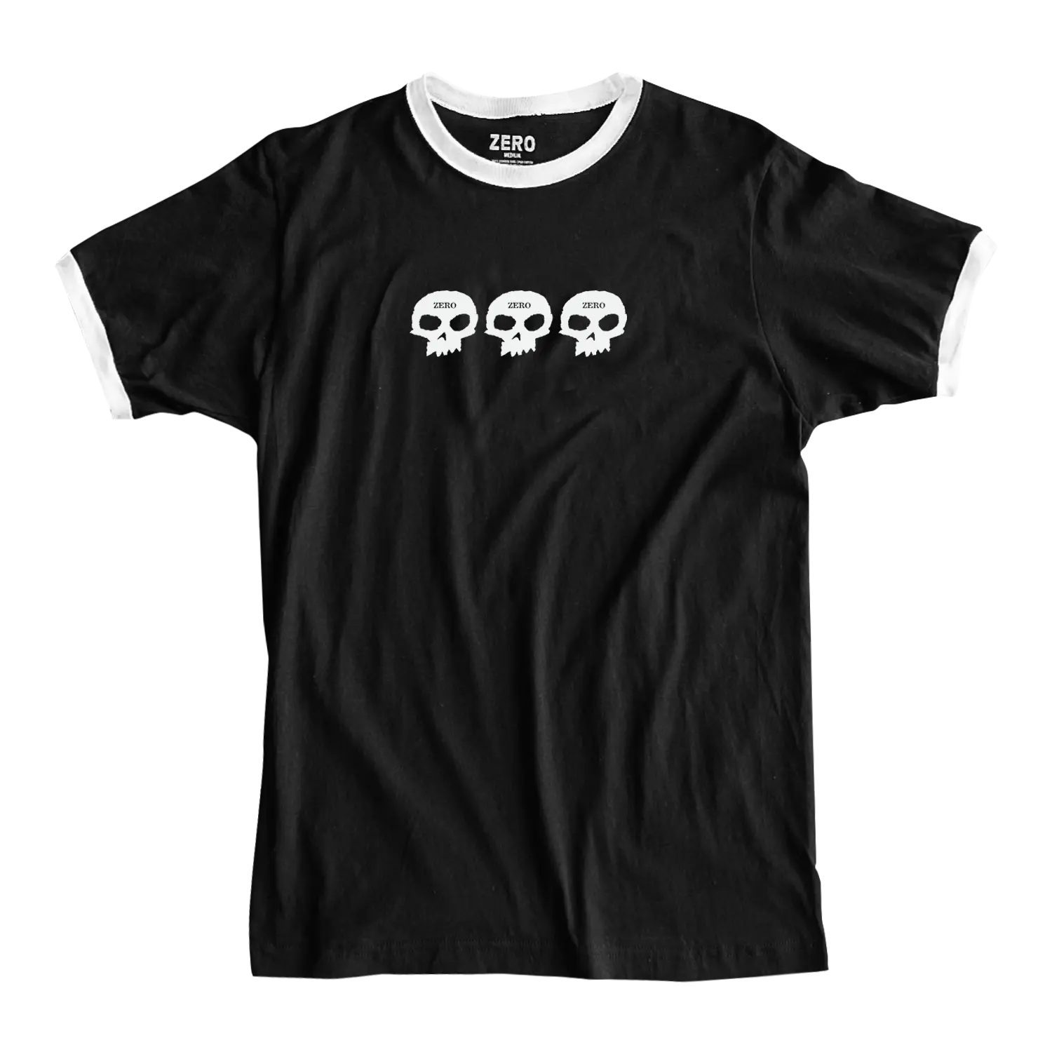 3 SKULL S/S RINGER - BLACK/WHITE