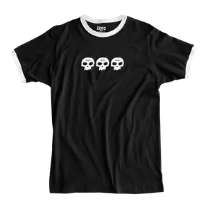 3 SKULL S/S RINGER - BLACK/WHITE