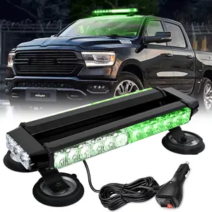 Nilight 14.5" 30LED Strobe Light Bar Double Side Rooftop Flashing Lights Green White Safety Working Light Bars with Magnetic Base for Construction Vehicles Plow Trucks Pickup