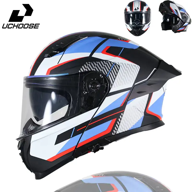Modular Motorcycle Helmet DOT Approved Flip Up Full Face Helmet with Internal Sun Visor Dual Visor Adult Men Women Street Bike Helmet