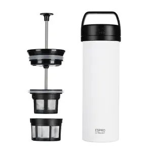 ESPRO P0 Ultralight Travel French Coffee Press Brewing Camping Patented Technology Vaccuum Pots Stainless Steel Tea