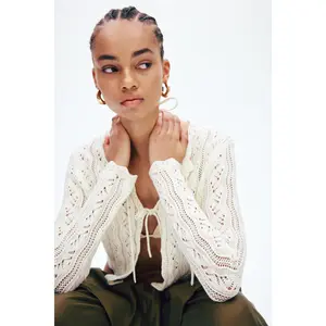 H&M Pointelle-knit tie-front cardigan