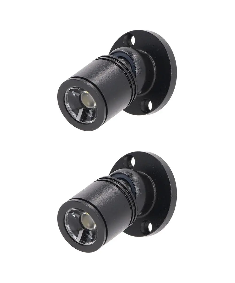 Modern Round Small 12V Dimmable LED Mini Spotlights with Dimmer - 1.5W Power, 6500K Daylight, Black Display Lighting, Set of 2