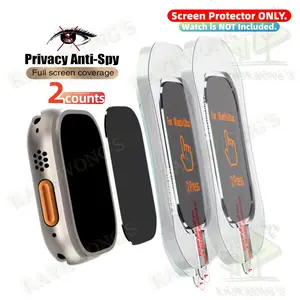 KAYKWONG'S 2-Pack Watch Screen Protector Film, Watch Screen Cover, with Installation Tool, HD Clear or Privacy Option with Tempered Glass, Compatible with Apple Watch Ultra 1/2 Series 49mm, Durable & Scratch-Resistant Design, Easy Installation
