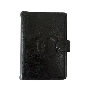 Pre-owned CHANEL Agenda Small Leather Goods CC black caviar leather planner Authentic with COA