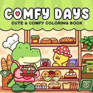1pc COMFY DAYS Coloring Gift Book for Stress Relief, for Adults & Kids, Bold Simple Designs, Animal Scenery Floral Patterns, Relaxing Fun Activities