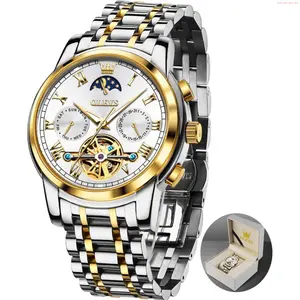 OLEVS Watch OLEVS Automatic Self-Winding Men's Watch With Date Day Calendar Display - Stainless Steel Skeleton Movement Tourbillon - No Battery Waterproof for Man