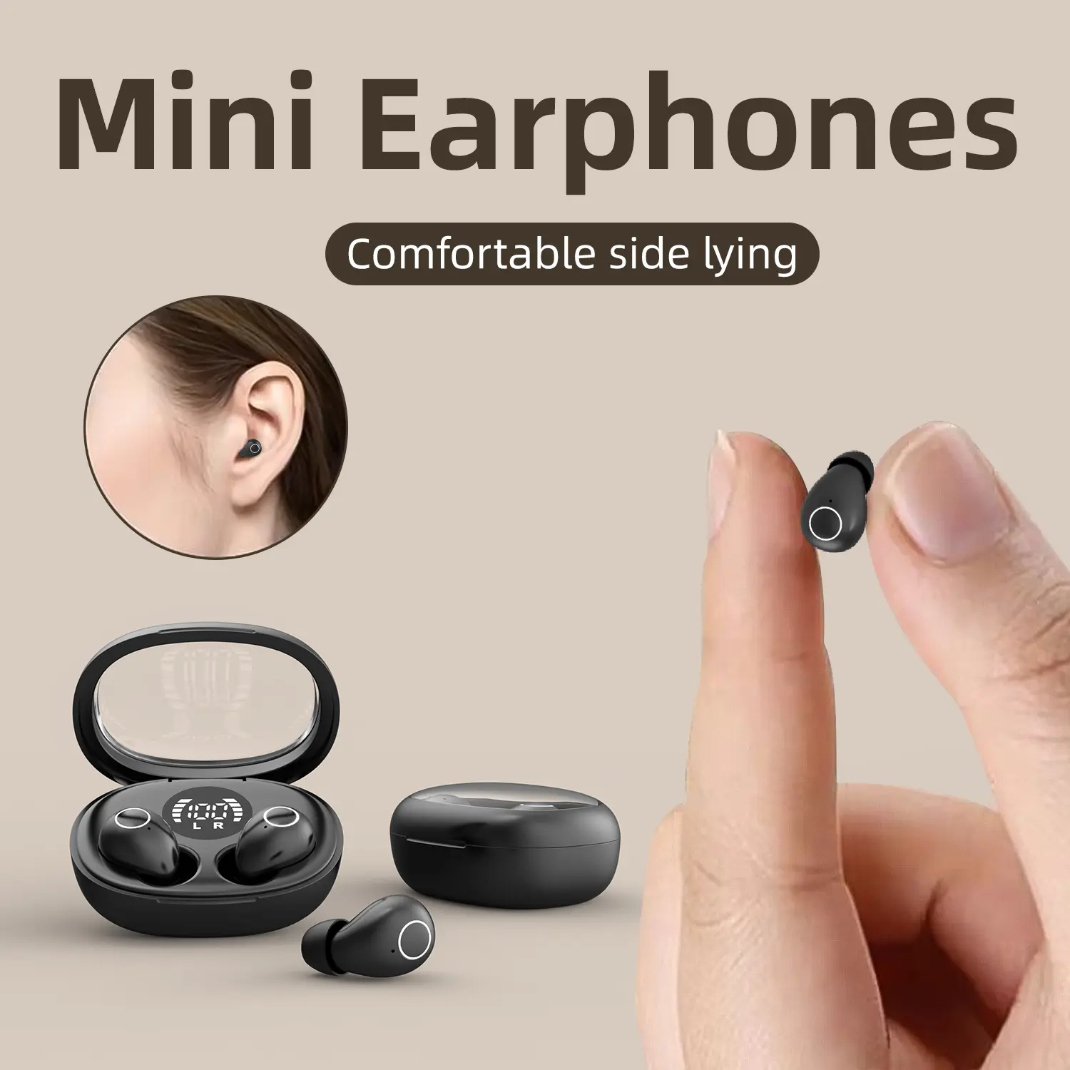 Smallest Invisible Mini Earbuds Wireless Bluetooth, Low Profile Micro Tiny Discreet Hidden Earbuds for Work, Small Headphones, Invisible Sleep Wireless Earphone IPX5 Waterproof for Small Ear Canals,back to school,back to school haul