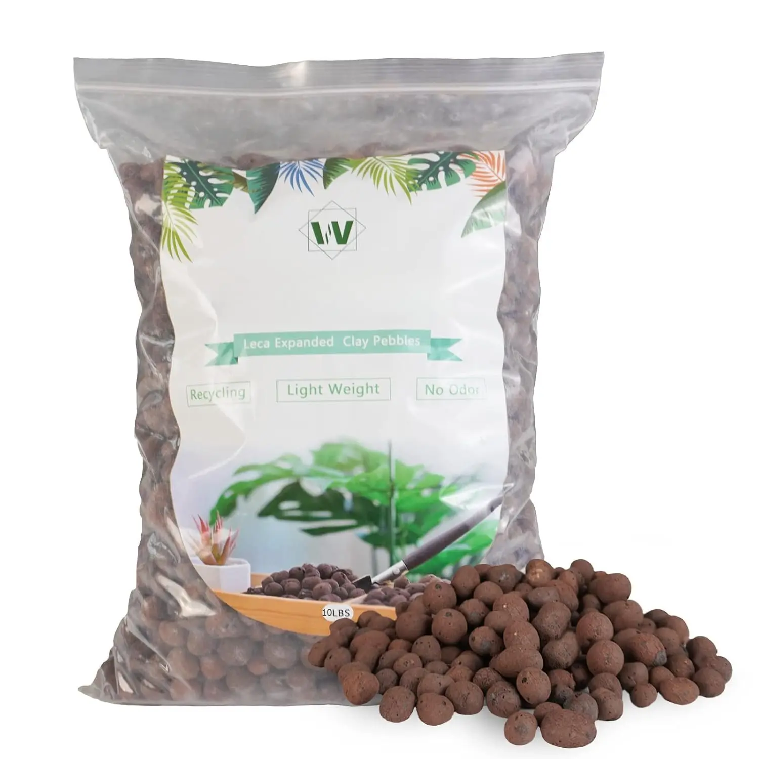 Leca Expanded Clay Pebbles, 10 lbs Lightweight Grow Media with Decorative Surface & Drainage Support, Reusable Supplies for Indoor Hydroponic Gardening Systems, Decorative On The Surface