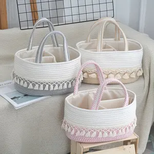 Baby Diaper Storage Basket, Toy Organizer Bin, Woven Compartment Detachable Portable, Nursery Essentials, Baby Care Accessories, Multifunctional Diaper Bag