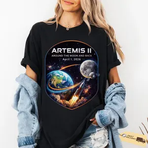 Artemis 2 Journey Around the Moon and Back 2026 T-Shirt, Space Enthusiast Gift, NASA Mission Graphic Tee