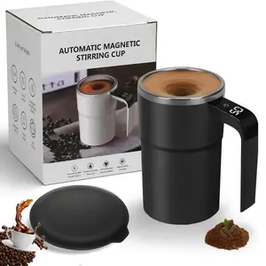 Electric Self-stirring Coffee Mug Magnetic Stirring Cup Rechargeable Automatic Mixing Cup w/LCD Thermometer for Milk/Cocoa at Office/Kitchen/Travel