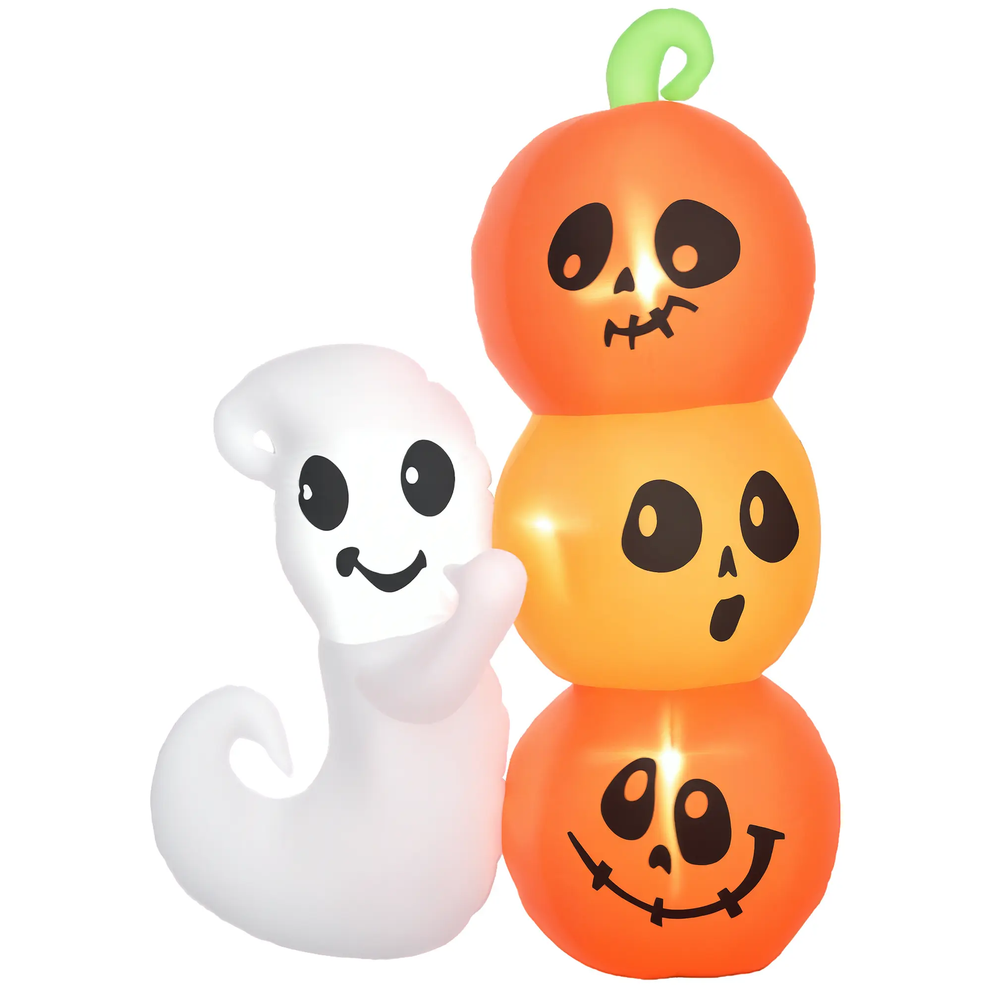 5FT Inflatable Halloween Ghost & Pumpkin Outdoor Decoration, Built-In LED Lights, IP44 Weather Resistant, Easy Setup with 4 Stakes, 2 Drawstrings & Sandbag for Garden Lawn Party Spooky Holiday Display
