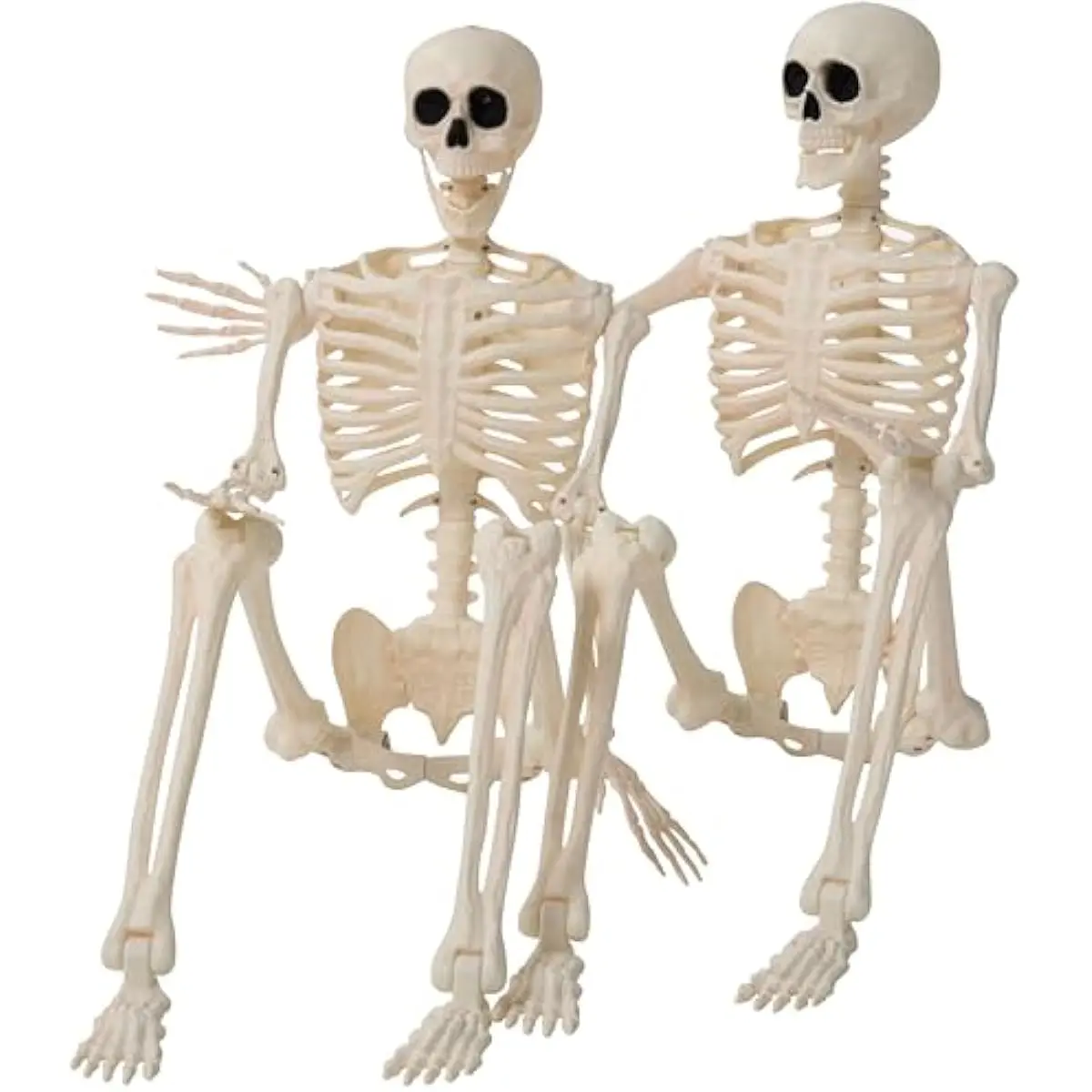 2PCS 36" Halloween Skeleton Decor, 3FT Full Body Stayable Movable Joints, Posable Hanging Skeletons for Halloween Decoration, Yard, Graveyard, Haunted House Props, Spooky Scene Party Favor