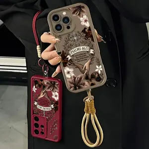 Vintage Floral Aesthetics Lanyard Phone Shell Christian Psalms 46:5 Cross for iPhone Samsung 17Pro Max Air 16 15Plus 14 13 12 11 XR XS Galaxy S25 S24 S23 S22 A71 A56 A55 A54 A53 A52 Matte Finish Anti Drop Bumper Religious Birthday Gift For Her 995