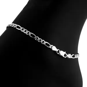 WOMEN'S 925 STERLING SILVER PLATED FIGARO CHAIN 4mm 10" ANKLET BRACELET FASHION GIFT, Anklets For Women, Daily Wear Women