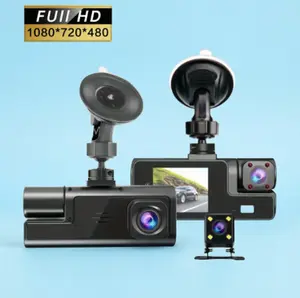 Sleek Car Dash Cam with 2.0" Display & Built-in WiFi - Front, Interior & Rear 3-Channel Recording, Includes 32GB SD Card (Supports up to 128GB)