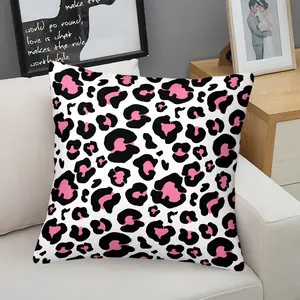 Pink Leopard Print Throw Pillow, Trendy Cushion, Bold Pattern Accent Pillow (Includes Pillow Core), Y2K Pink Black Leopard Print for Teen Girls, Fun Bedroom & Sofa Decor