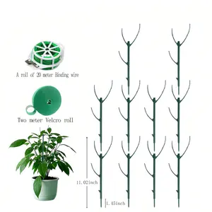 10 Pack Stackable Monstera Plant Support Stakes for Indoor Outdoor Plants Climbing Plant Holder Stick Moss Pole with Velcro Roll & Binding Wire