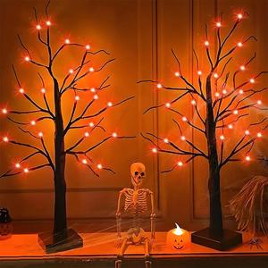 24 led tree shaped light, 1 count battery powered ghost tree light, decorative light for home party festival, halloween decoration