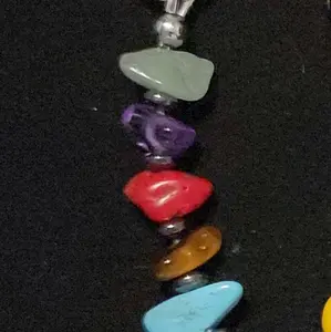 Scarlet's Custom Creations 7 Chakra Chip Bead and Hematite Beads Keychain with Colorful Stones