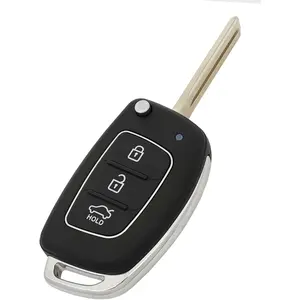 3 Buttons Remote Flip Key Fob Shell Case Fit for Hyundai Santa Fe Sonata Tucson Keyless Entry Replacement Car Key Cover (1)