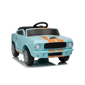 GARVEE 12V Licensed Shelby Electric Ride-On Car for Toddlers with Remote Control, Bluetooth, Shock Absorbers, Safety Belt, 3 Speeds, LED Lights, Music, Blue
