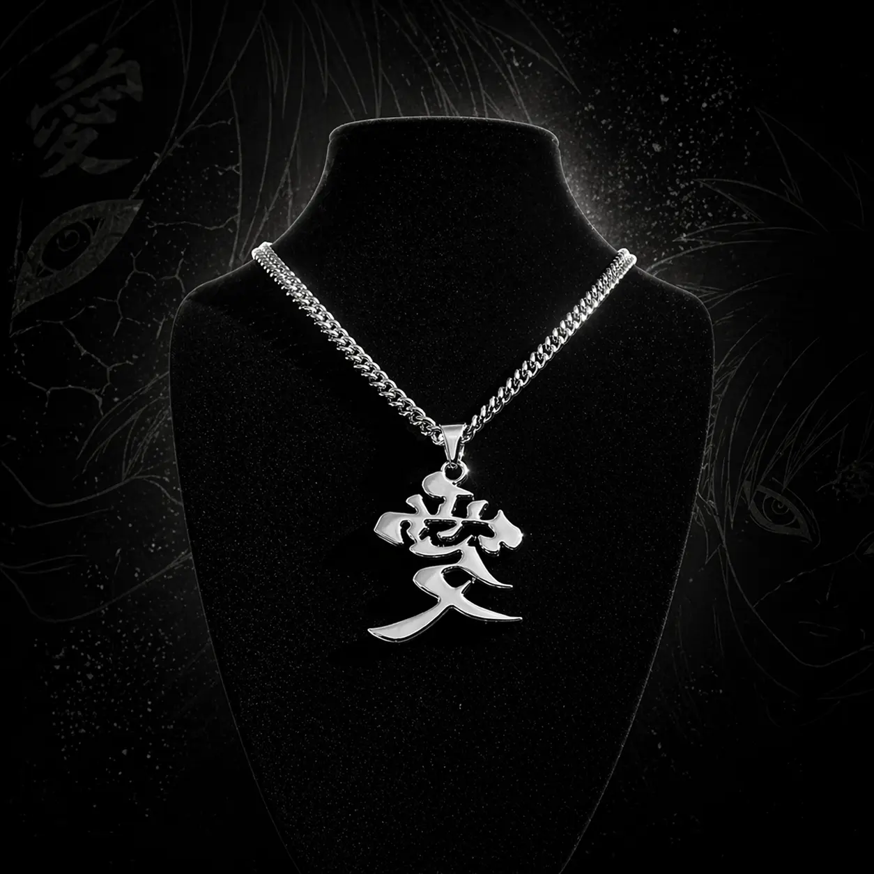 Gaara "Love" Kanji Chain Minimalist Japanese Pendant Necklace 316L Stainless Steel Daily Wear Longevity "Heaven" Demon Slayer SORASHRINE Symbolic Gift