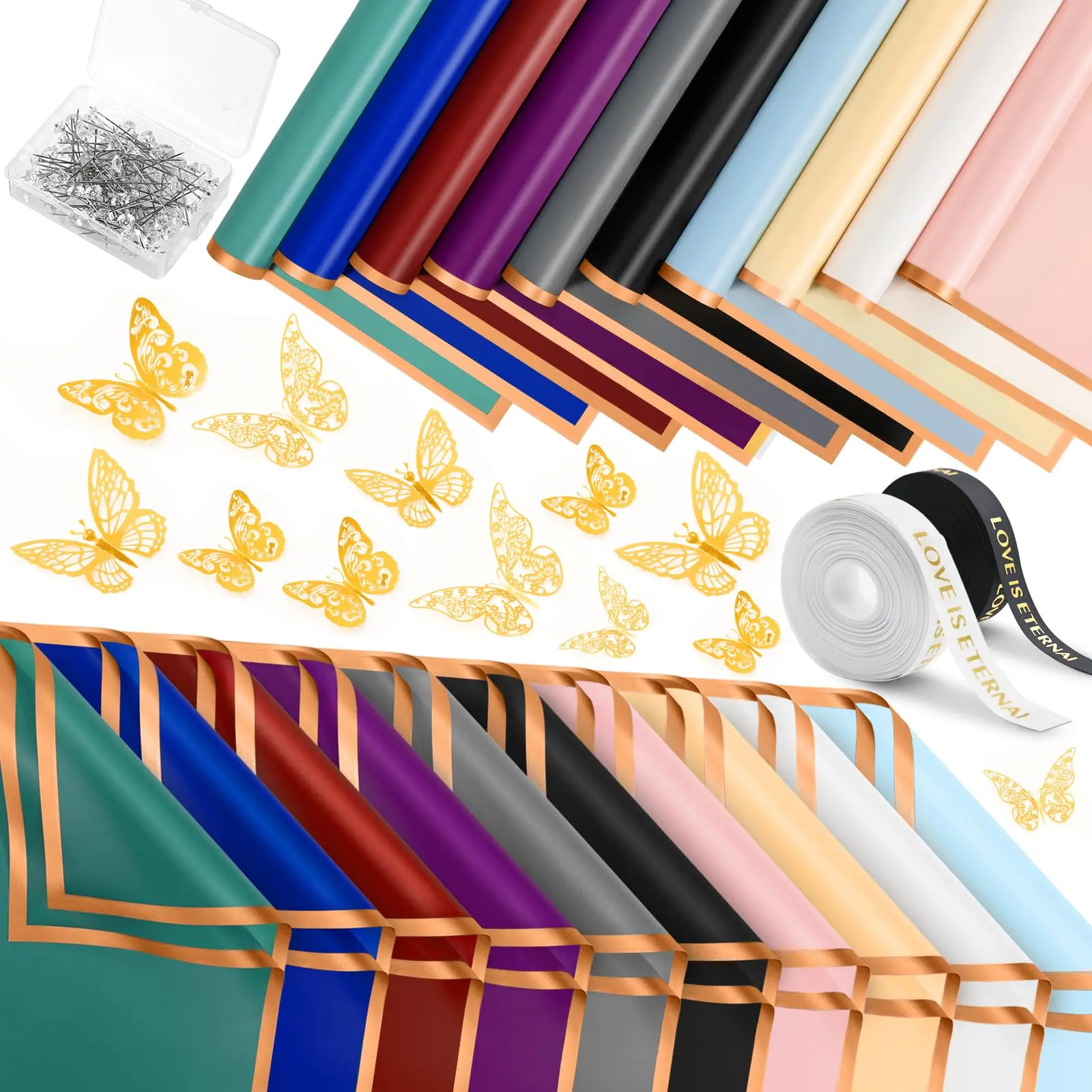 20/40 Sheets,Elegant Floral Packaging Paper, Waterproof Bouquet Wrapping, Flower Wrapping, Perfect for Valentine's Day, Weddings, Special Occasions, Graduation Gift Wrapping, Gift Wrapping Supplies