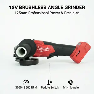 Milwaukee 125mm Brushless Grinder Lightweight Durable Tool