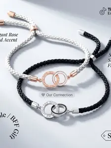 Valentine's Day gift idea: A pair of new double-ring couple bracelets.  These couple's bracelets feature a casual and stylish design, perfect for both men and women, and ideal for long-distance relationships. Fashionable couple bracelet