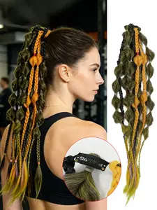 Claw Clip Braided Ponytail Extension, Ombre Bubble Braids, Synthetic Hair Extensions for Women, K-Pop Y2K Style, Easy Install