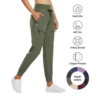 baleaf Women's Cargo Joggers 5 Zipper Pockets UPF 50+ Lightweight Quick Dry Hiking Pants High Waist Athletic Travel Pants