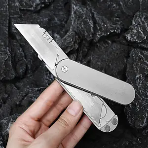 Titanium alloy art knife, sharp paper cutting knife, multifunctional tool, portable pocket knife with spare blade slot Office Gadgets