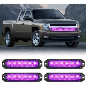 Nilight 4PCS 6-LED High Brightness Strobe Light Bar Kit, Ultra Slim 12-24V Power Hazard Caution Lights with Sync, Multiple Modes, Steady/Flash Features, Truck-Friendly for Car ATV, Strobe Light Module