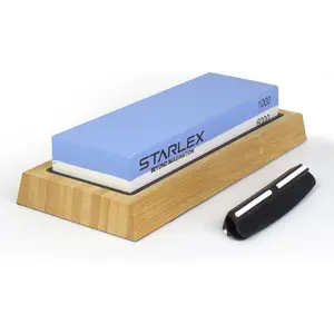 Premium Knife Sharpening Stone Set | Dual Grit Whetstone (1000/6000), Bamboo Base, Non-slip Rubber Base, Angle Guide | Perfect for Kitchen, Chef & Hunting Knives