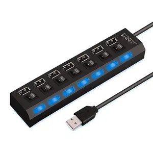 High Speed 4/7 Ports USB HUB 2.0 Adapter Expander Multi USB Splitter Multiple Extender with LED Lamp Switch for PC Laptop plug power adapter Universal European Travel Power Adapter efficient data transfer