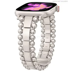 Bead bracelet, Smart Watch Accessories, Wearable Accessory, compatible with Apple Watch strap 38/40/41/42/44/45mm slim Smart Watch Strap, suitable for iWatch series 11 10 9 8 7 6 5 4 Ultra/SE 3 2 1 stainless steel jewelry strap women's strap 1 piece